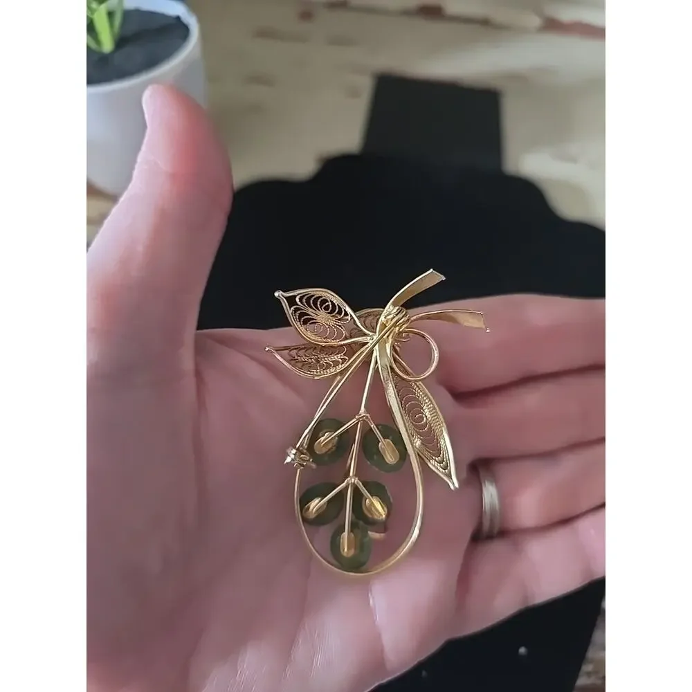 Vintage Mid-Century Gold & Silver Tone Textured Leaf Brooch Pin Botanical‎ Boho